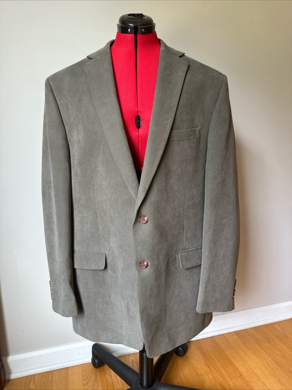 Lauren Ralph Lauren Gray Sueded Two-Button Sport Coat 46 L